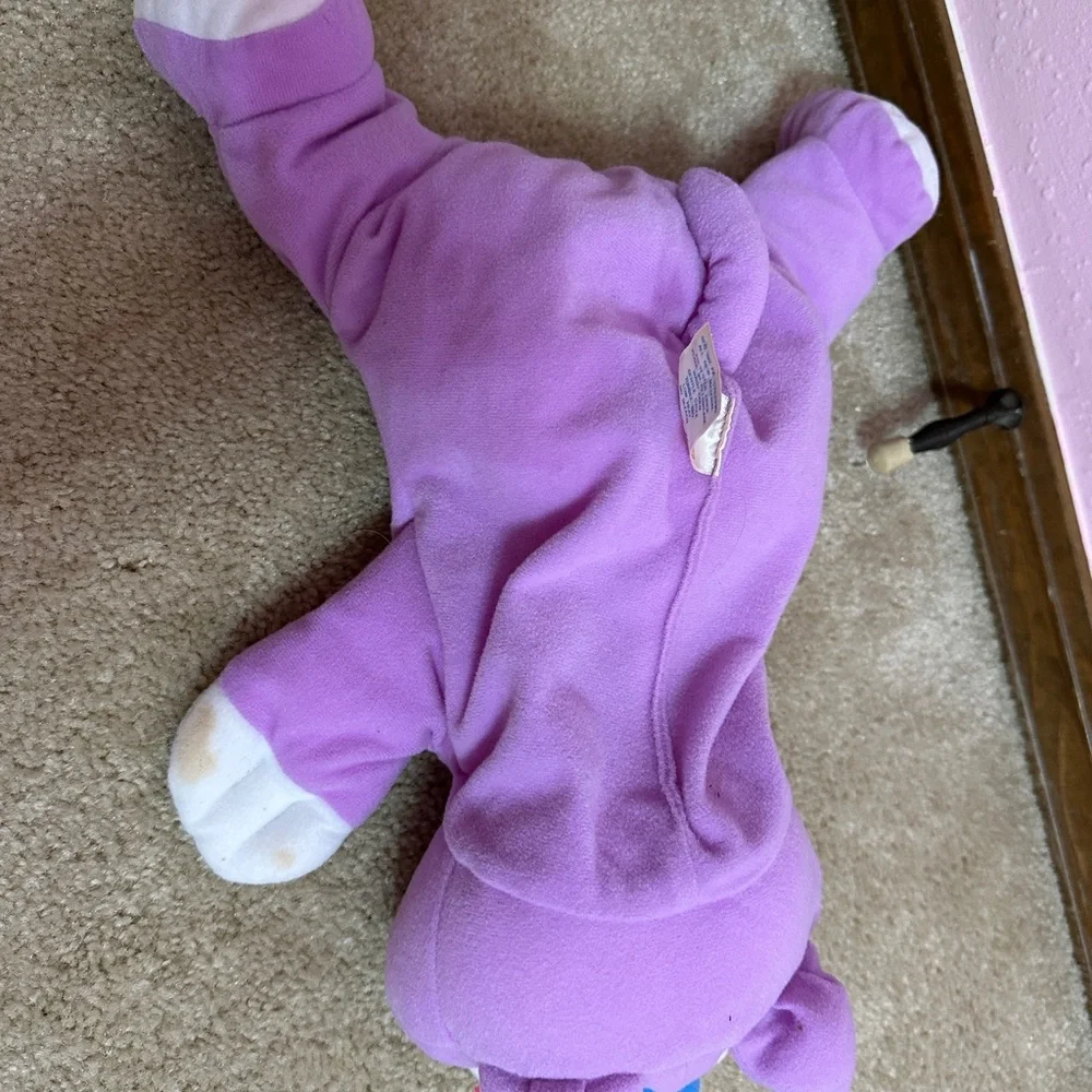 Fisher Price Rumple Cat Bear Purple Blue Nose Plush Soft Toy Vintage 1998 14”
